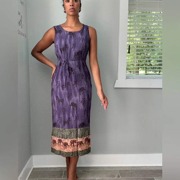 90s safari maxi dress - Picture 1 of 6